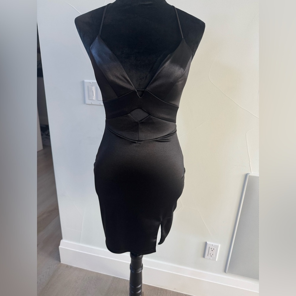 Elegant Black Satin Dress